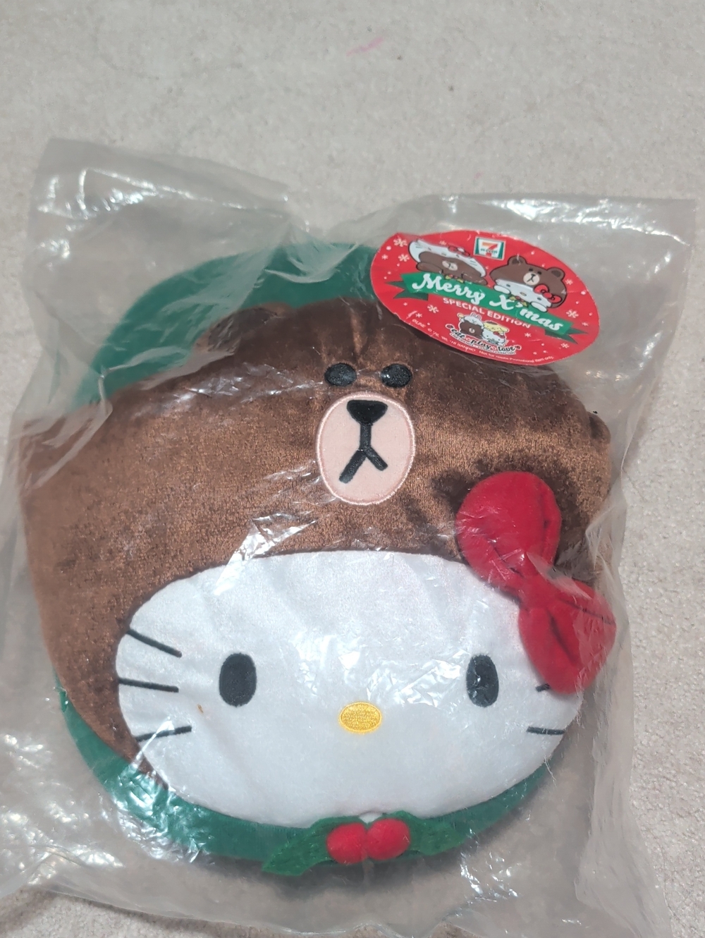 Hello Kitty x Line Bear Holiday Plush - White, Brown, Red, Green